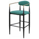 Tiara Bar Chair Set of 2 Teal Green Fabric Gold Black Metal 30 Inch