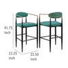 Tiara Bar Chair Set of 2 Teal Green Fabric Gold Black Metal 30 Inch