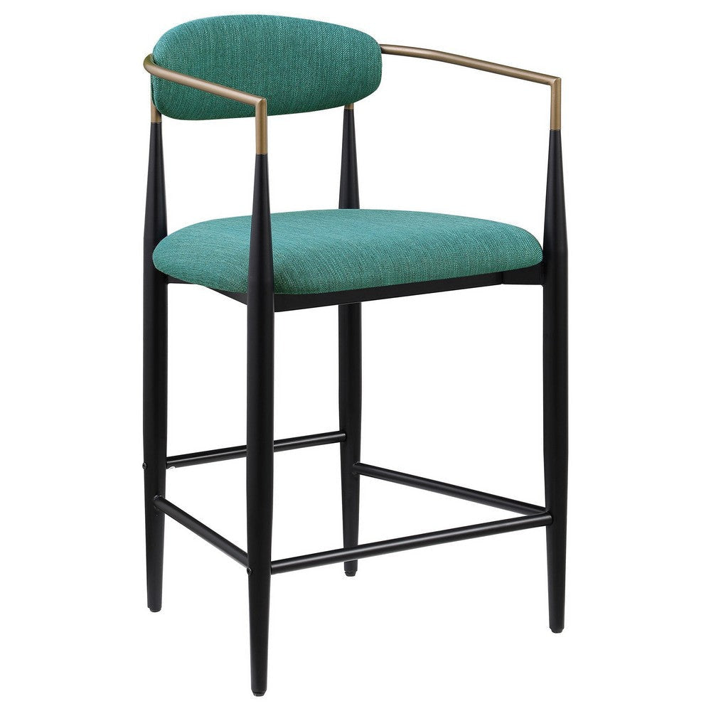 Tiara Counter Height Chair Set of 2 Teal Green Black Metal 25 Inch