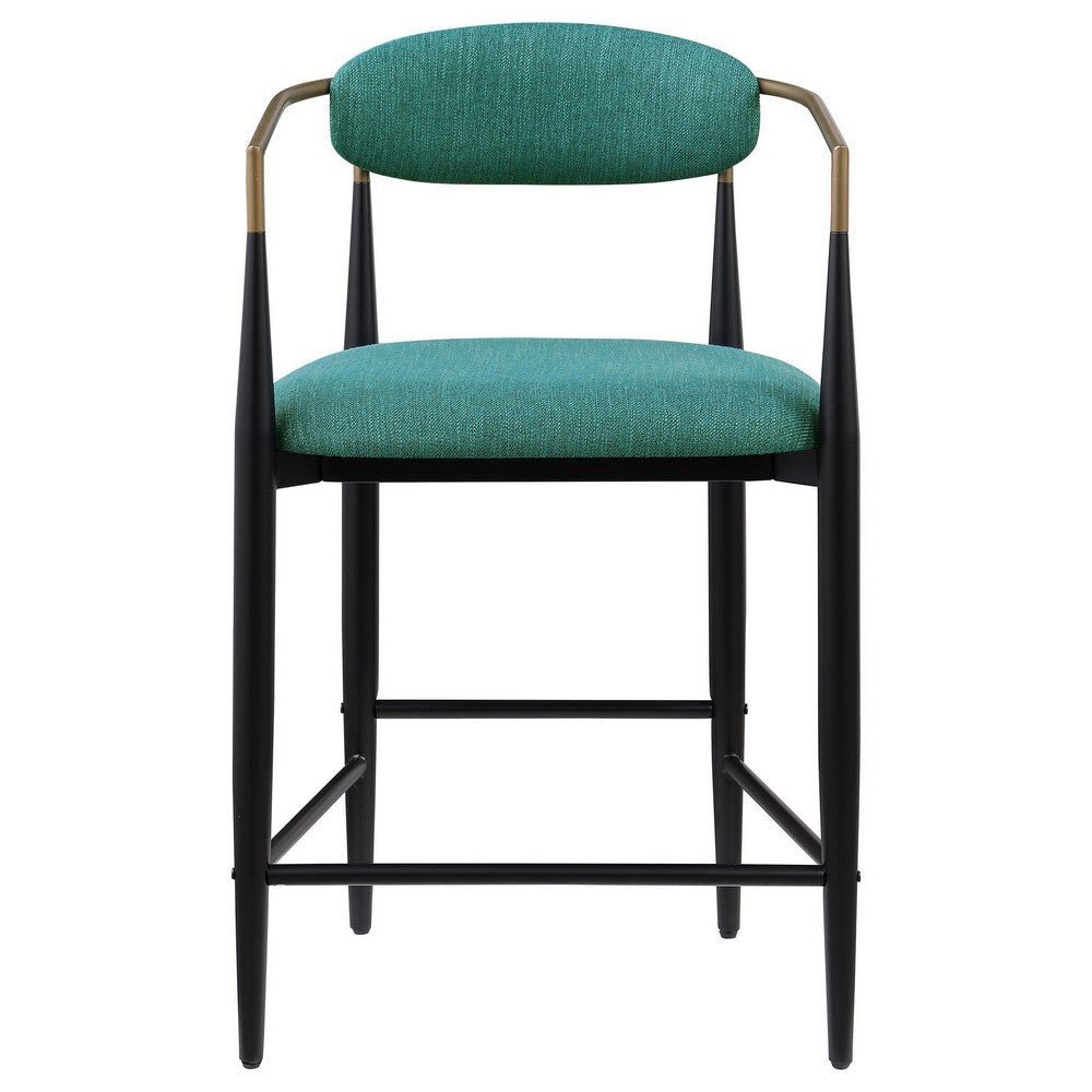 Tiara Counter Height Chair Set of 2 Teal Green Black Metal 25 Inch