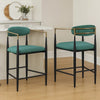 Tiara Counter Height Chair Set of 2, Teal Green, Black Metal 25 Inch