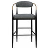 Tiara Bar Chair Set of 2 Gray Fabric Gold Black Metal 30 Inch BM329690