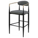 Tiara Bar Chair Set of 2 Gray Fabric Gold Black Metal 30 Inch BM329690