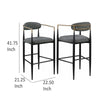 Tiara Bar Chair Set of 2 Gray Fabric Gold Black Metal 30 Inch BM329690