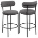 Winona Bar Chair Set of 2 Gray Boucle Fabric Black Metal 30 Inch BM329692