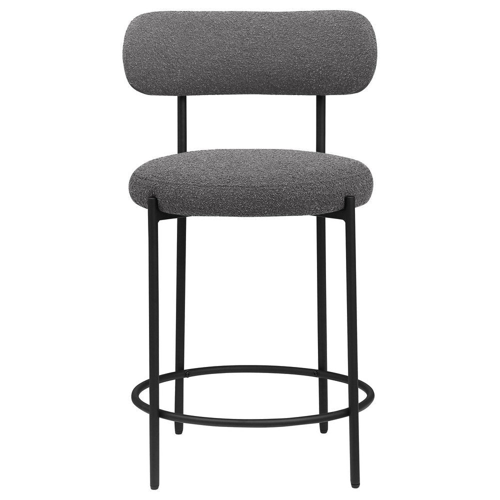Winona Counter Height Chair Set of 2 Gray Boucle Black Metal 25 Inch BM329693