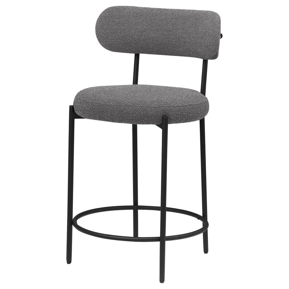 Winona Counter Height Chair Set of 2 Gray Boucle Black Metal 25 Inch BM329693