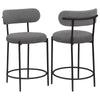 Winona Counter Height Chair Set of 2, Gray Boucle, Black Metal 25 Inch