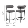 Winona Counter Height Chair Set of 2 Gray Boucle Black Metal 25 Inch BM329693