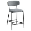 Ellina Counter Height Chair Set of 2 Gray Fabric Black 24 Inch