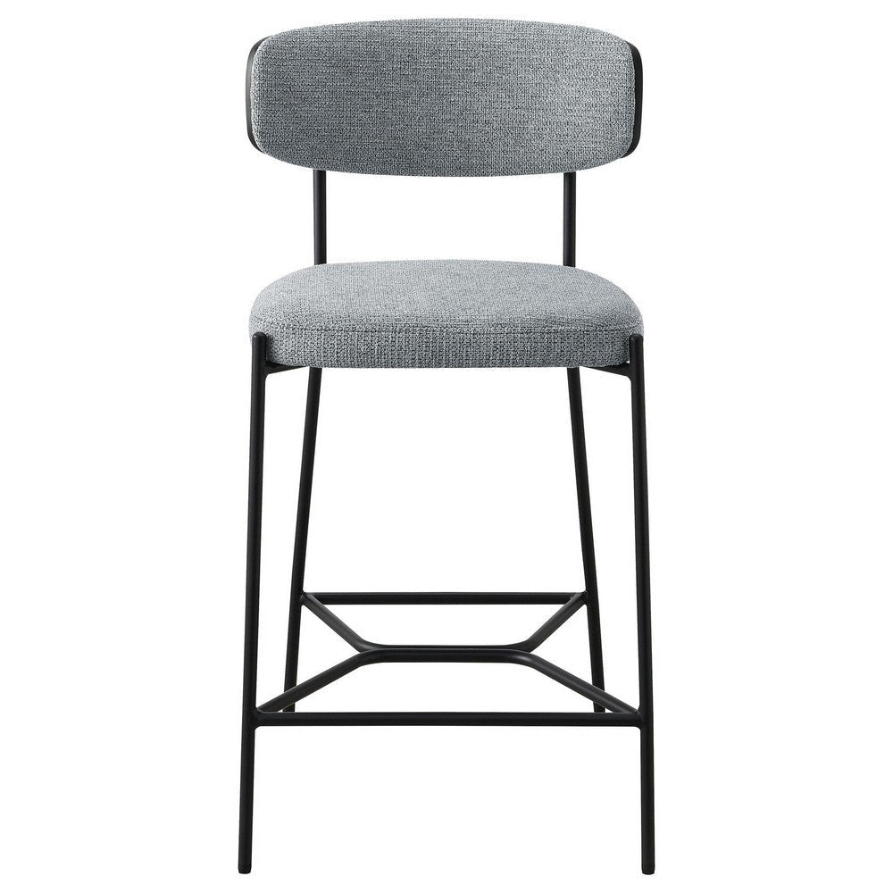 Ellina Counter Height Chair Set of 2 Gray Fabric Black 24 Inch
