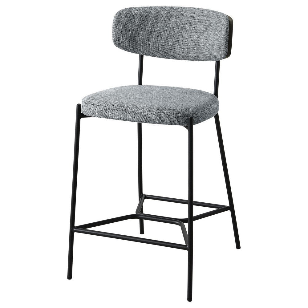 Ellina Counter Height Chair Set of 2 Gray Fabric Black 24 Inch