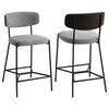 Ellina Counter Height Chair Set of 2, Gray Fabric, Black, 24 Inch