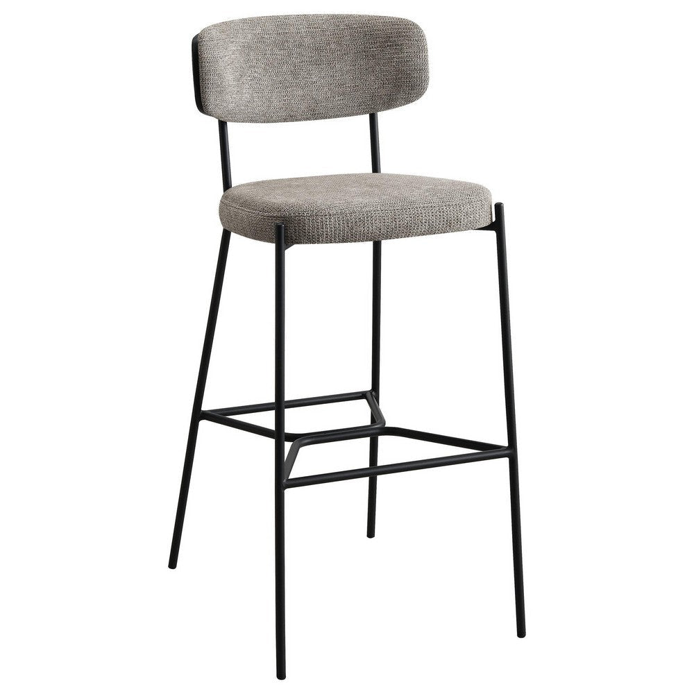 Ellina Pub Height Bar Chair Set of 2 Taupe Fabric Black 30 Inch