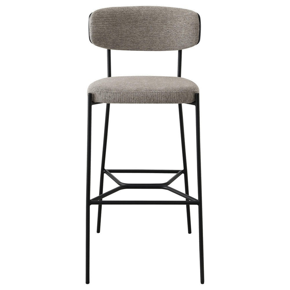 Ellina Pub Height Bar Chair Set of 2 Taupe Fabric Black 30 Inch