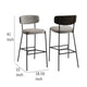 Ellina Pub Height Bar Chair Set of 2 Taupe Fabric Black 30 Inch