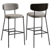 Ellina Pub Height Bar Chair Set of 2, Taupe Fabric, Black, 30 Inch