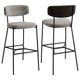 Ellina Pub Height Bar Chair Set of 2, Taupe Fabric, Black, 30 Inch