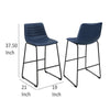 Zuno Counter Height Chair Set of 2 Blue Faux Leather Black 26 Inch BM329699