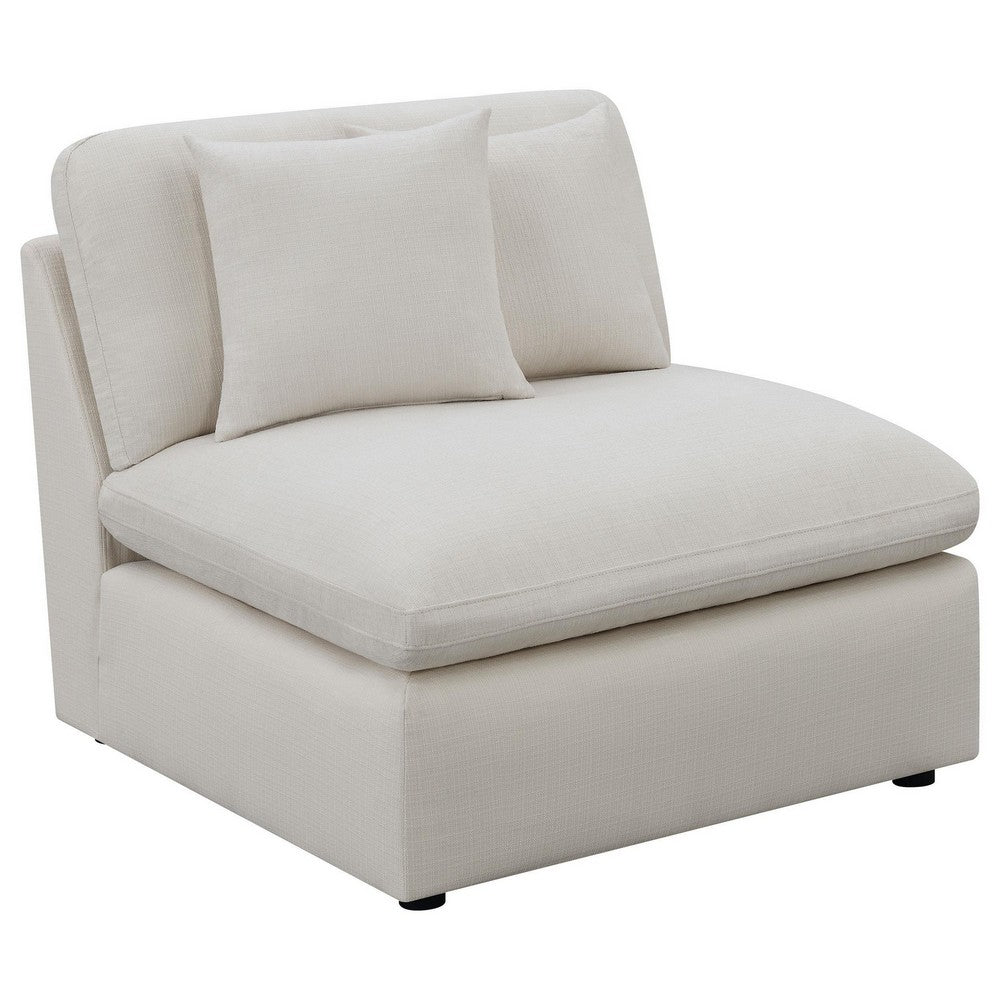 Hobo 6pc Modular Sectional Sofa, Ivory Fabric, 10 Pillows, 120 Inch