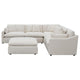 Hobo 6pc Modular Sectional Sofa, Ivory Fabric, 10 Pillows, 120 Inch
