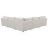 Hobo 6pc Modular Sectional Sofa, Ivory Fabric, 10 Pillows, 120 Inch