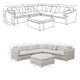 Hobo 6pc Modular Sectional Sofa Ivory Fabric 10 Pillows 120 Inch BM329702