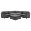 Hobo 6pc Sectional Sofa, Charcoal Gray Fabric, 10 Pillows, 120 Inch
