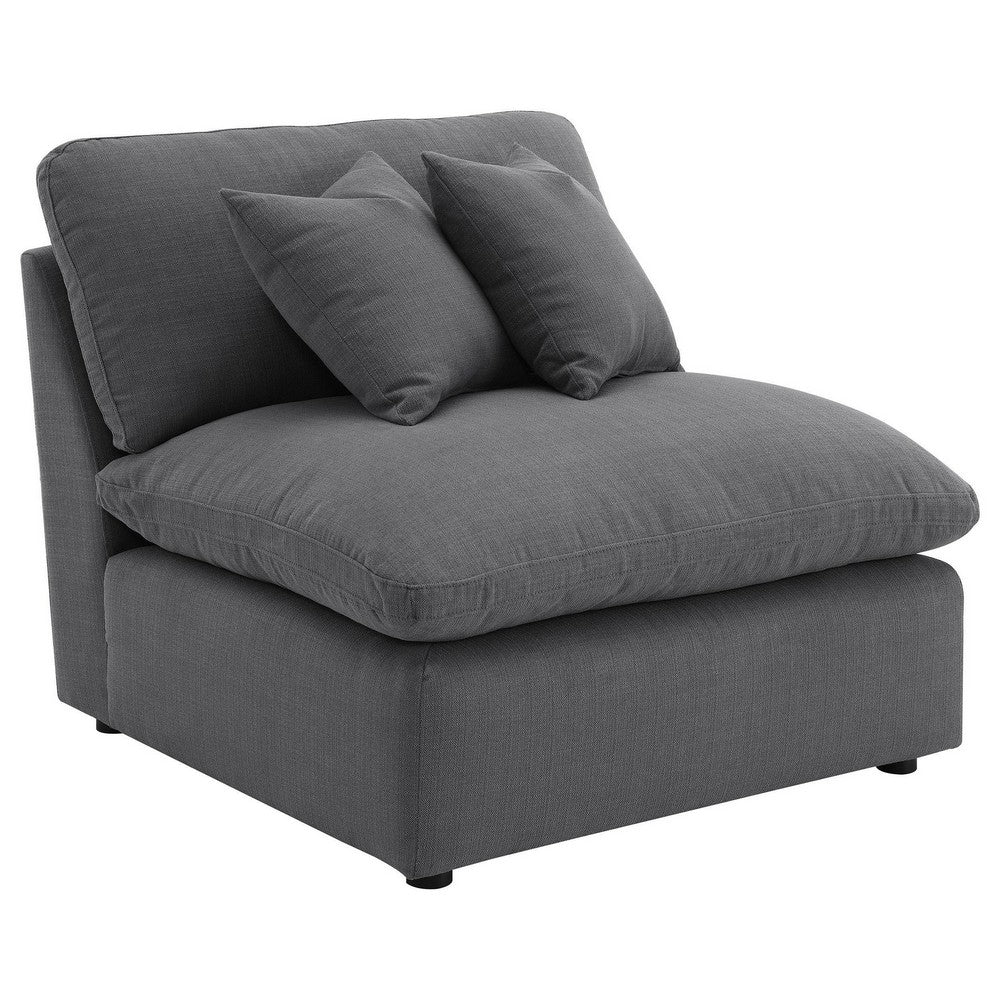 Hobo 6pc Sectional Sofa, Charcoal Gray Fabric, 10 Pillows, 120 Inch