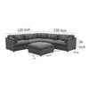 Hobo 6pc Sectional Sofa Charcoal Gray Fabric 10 Pillows 120 Inch BM329703