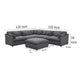 Hobo 6pc Sectional Sofa Charcoal Gray Fabric 10 Pillows 120 Inch BM329703