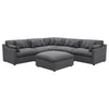 Hobo 6pc Sectional Sofa, Charcoal Gray Fabric, 10 Pillows, 120 Inch