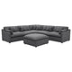 Hobo 6pc Sectional Sofa, Charcoal Gray Fabric, 10 Pillows, 120 Inch