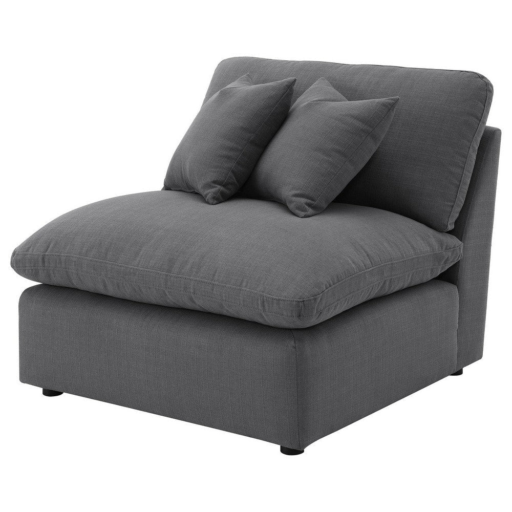 Hobo Modular Armless Chair Charcoal Gray Fabric 2 Pillows 38 Inch BM329704