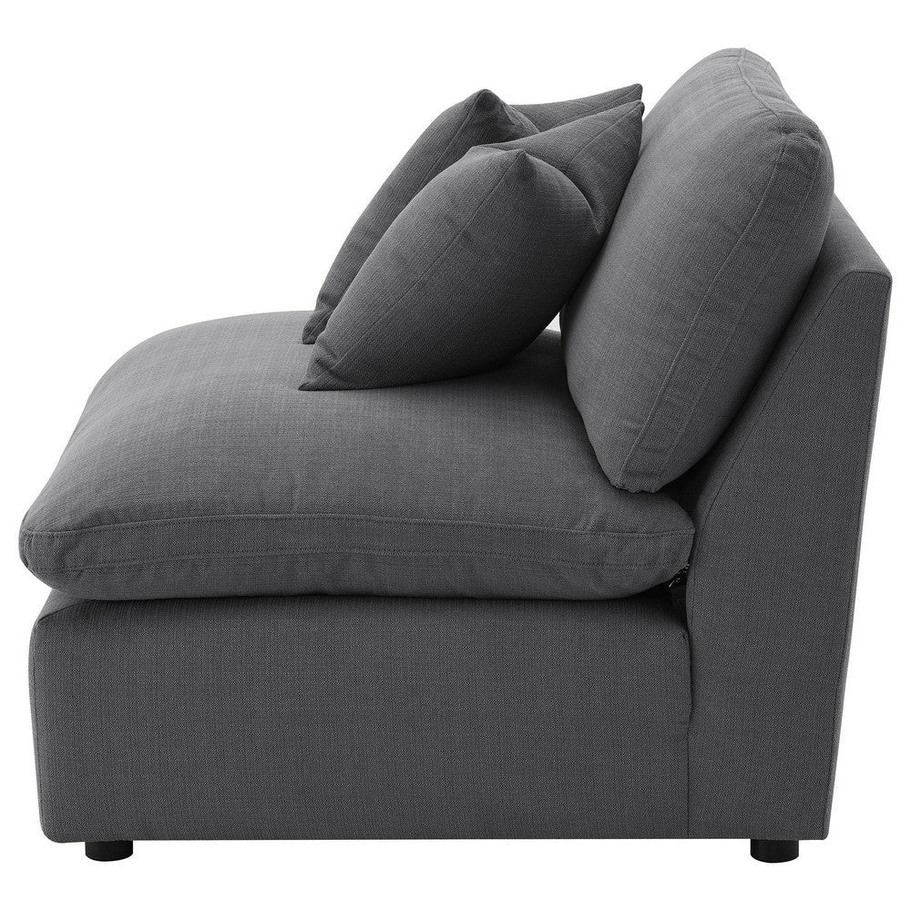 Hobo Modular Armless Chair Charcoal Gray Fabric 2 Pillows 38 Inch BM329704