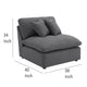 Hobo Modular Armless Chair Charcoal Gray Fabric 2 Pillows 38 Inch BM329704