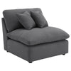 Hobo Modular Armless Chair, Charcoal Gray Fabric, 2 Pillows, 38 Inch