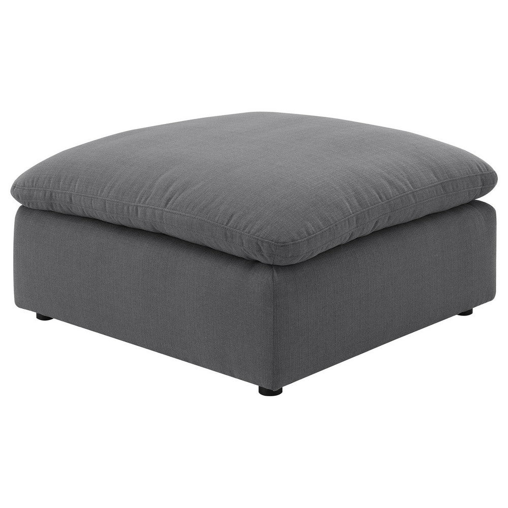 Hobo Square Ottoman, Charcoal Gray Fabric, Foam Cushions, 40 Inch