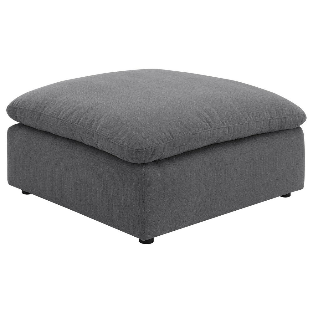 Hobo Square Ottoman, Charcoal Gray Fabric, Foam Cushions, 40 Inch