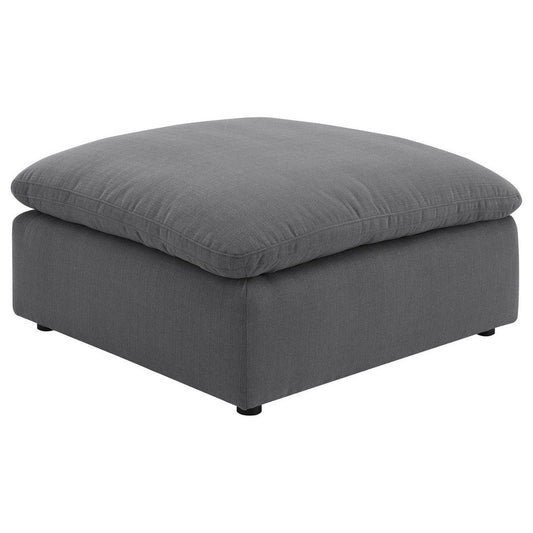 Hobo Square Ottoman, Charcoal Gray Fabric, Foam Cushions, 40 Inch