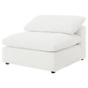 Allias Modular Armless Chair White Boucle Fabric Plush Foam Cushions