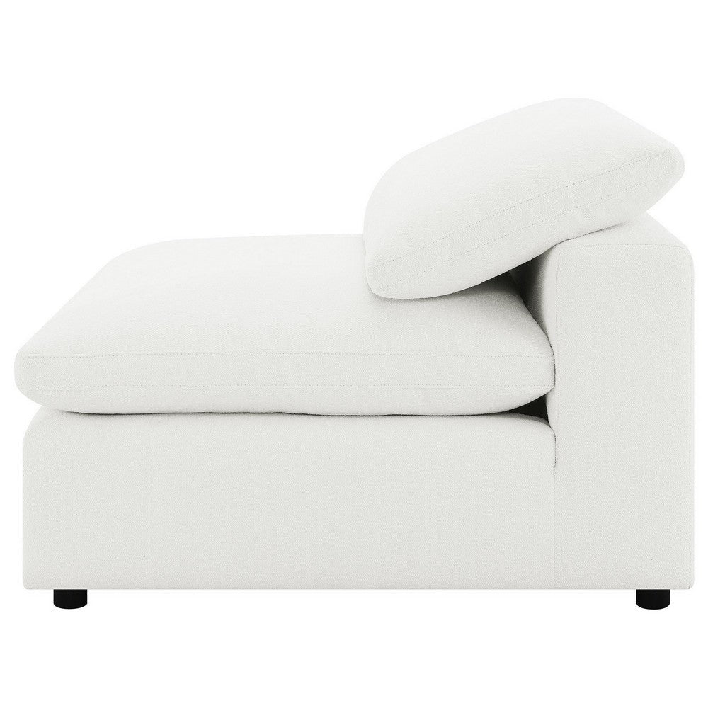 Allias Modular Armless Chair White Boucle Fabric Plush Foam Cushions