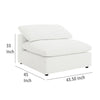 Allias Modular Armless Chair, White Boucle Fabric, Plush Foam Cushions