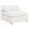 Allias Modular Armless Chair, White Boucle Fabric, Plush Foam Cushions