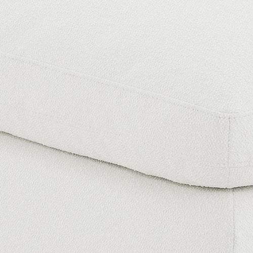 Allias Ottoman, White Boucle Fabric, Plush Foam Cushions, 44 Inch