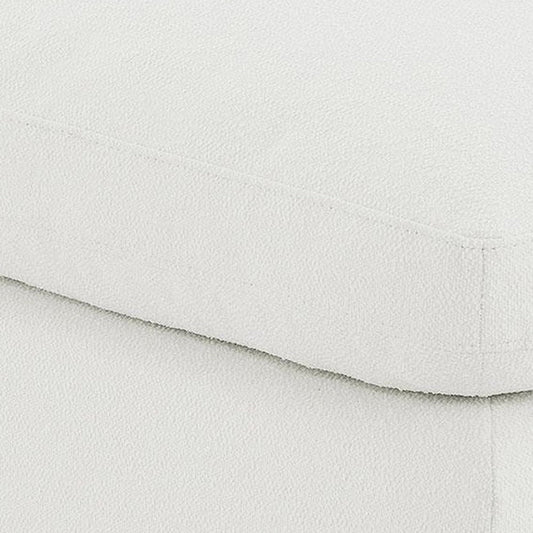 Allias Ottoman, White Boucle Fabric, Plush Foam Cushions, 44 Inch