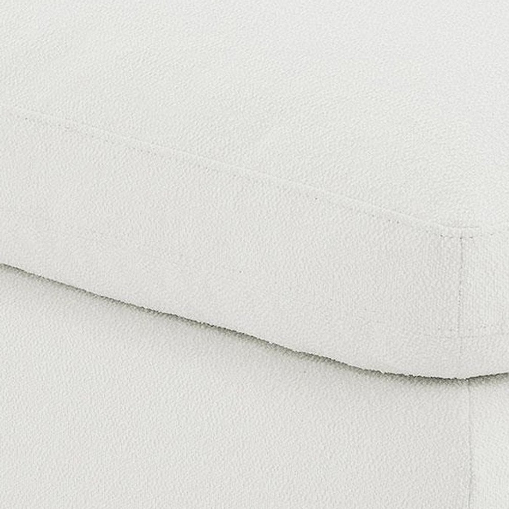 Allias Ottoman, White Boucle Fabric, Plush Foam Cushions, 44 Inch