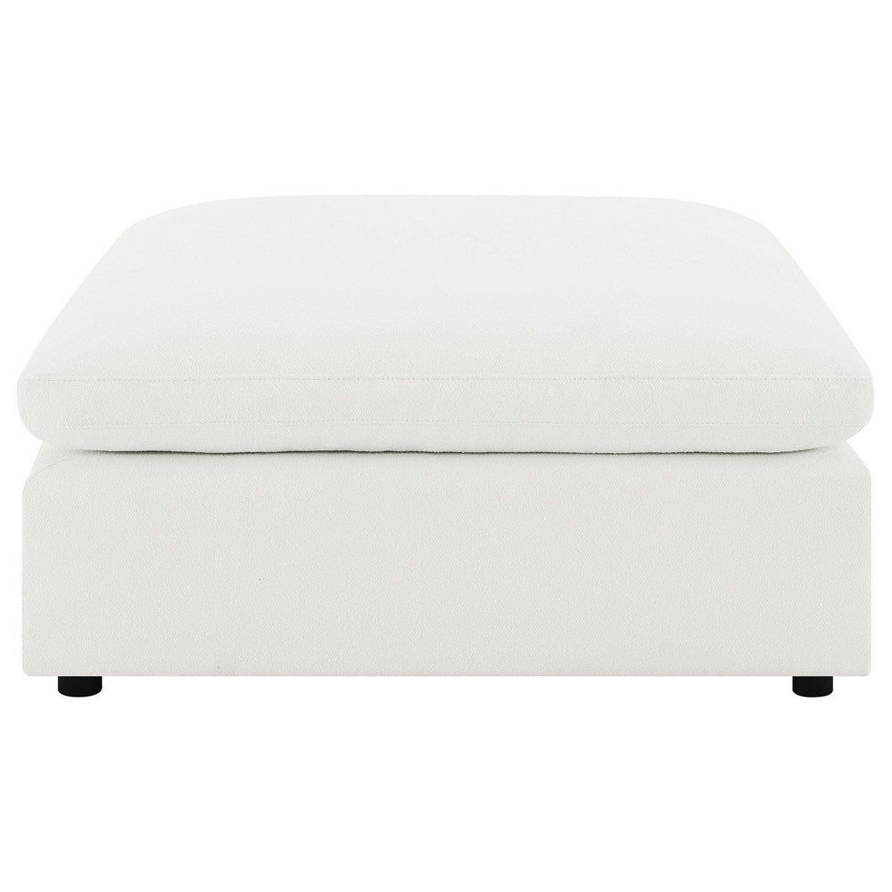Allias Ottoman White Boucle Fabric Plush Foam Cushions 44 Inch