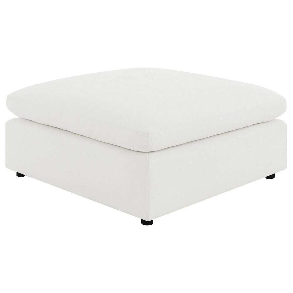 Allias Ottoman White Boucle Fabric Plush Foam Cushions 44 Inch