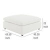 Allias Ottoman, White Boucle Fabric, Plush Foam Cushions, 44 Inch